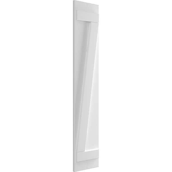 True Fit PVC Two Board Joined Board-n-Batten Shutters W/Z-Bar, Unfinished , 10 3/4W X 35H